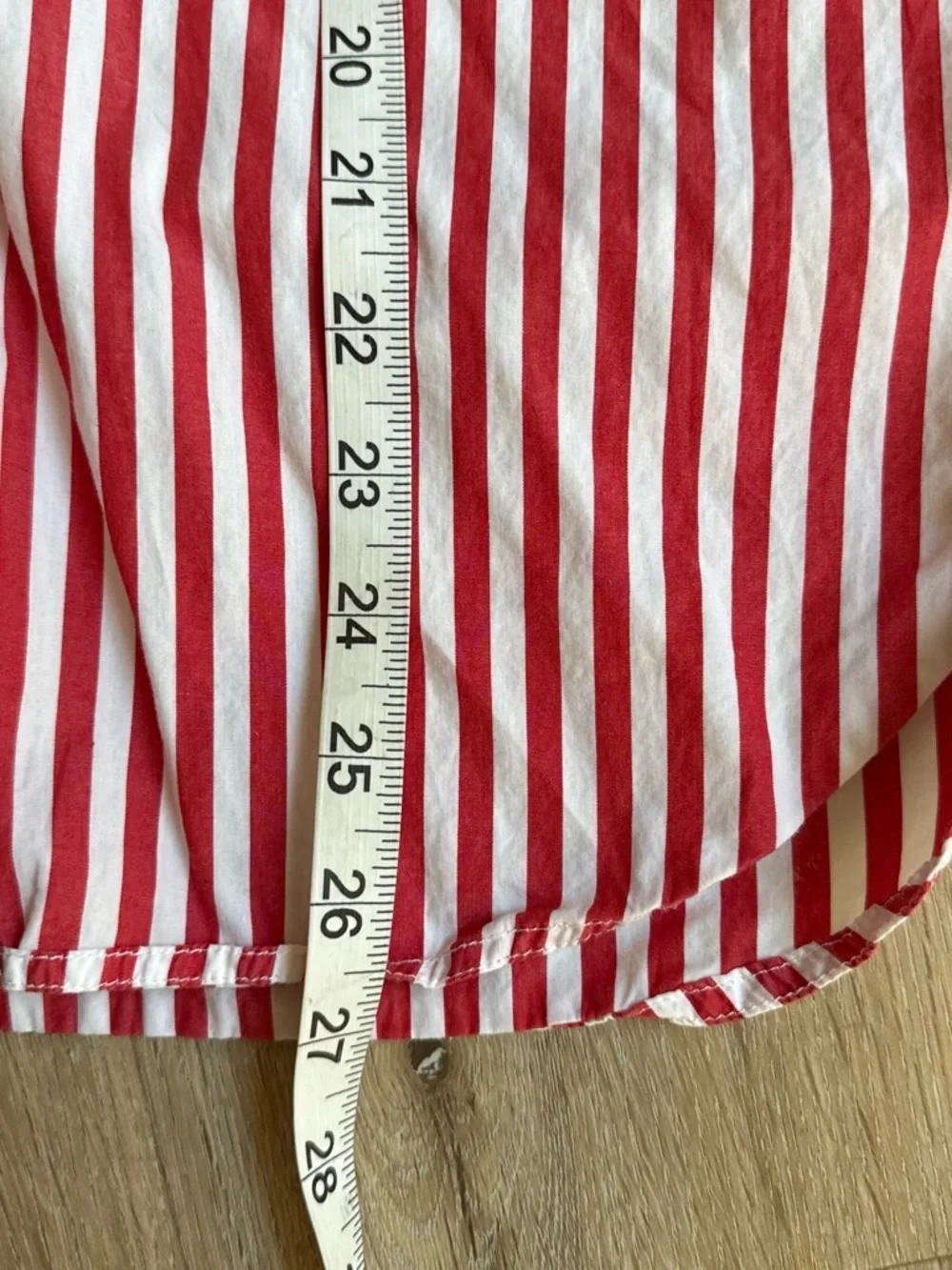 J. Crew Classic Cherry Red and White Vertical Stripe Button-Down Shirt 4 - Picture 4 of 5